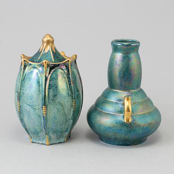 JOSEF EKBERG, a vase and a lidded urn, Gustavsberg 1930´s.