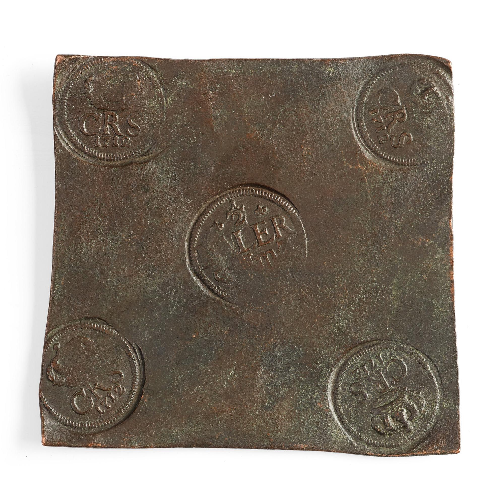 A Swedish copper plate, 1/2 Daler Silvermynt, Karl XII, 712.