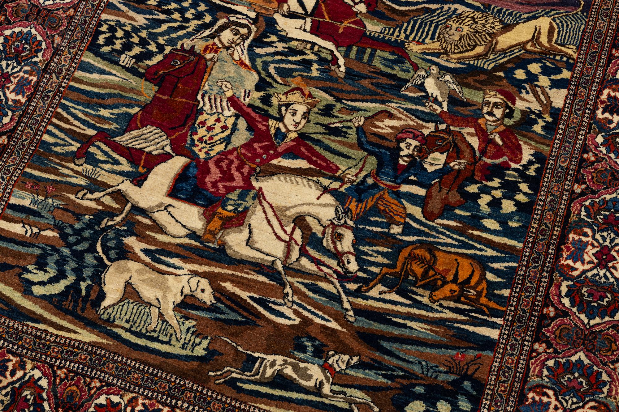 A pictoral Kashan rug, Central Persia, Souf, c. 201 x 142 cm.