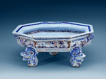 654. A massive German faience wine cooler, 18th Century.