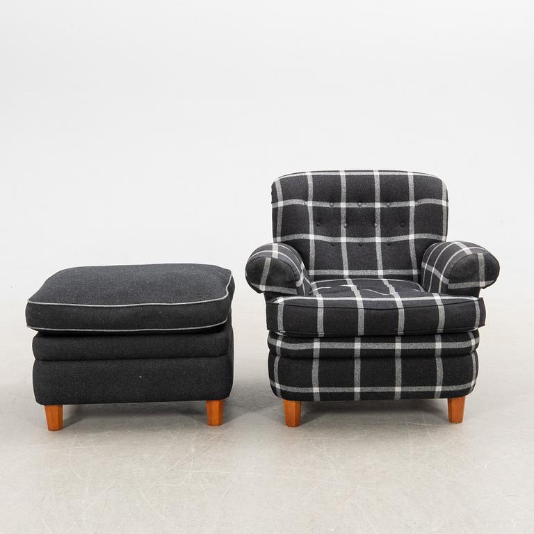 Josef Frank, armchair with footstool model no. 568 for the company Svenskt Tenn.