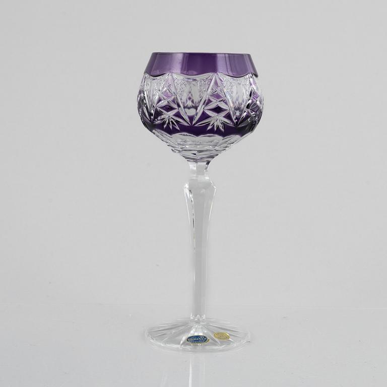 Wine glasses, 12 pcs, Bohemian style, second half of the 20th century.
