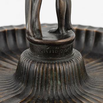 Arvid Knöppel, an Art Deco green patinated bronze sculptured ashtray from Otto Meyers Eftr. Fud.