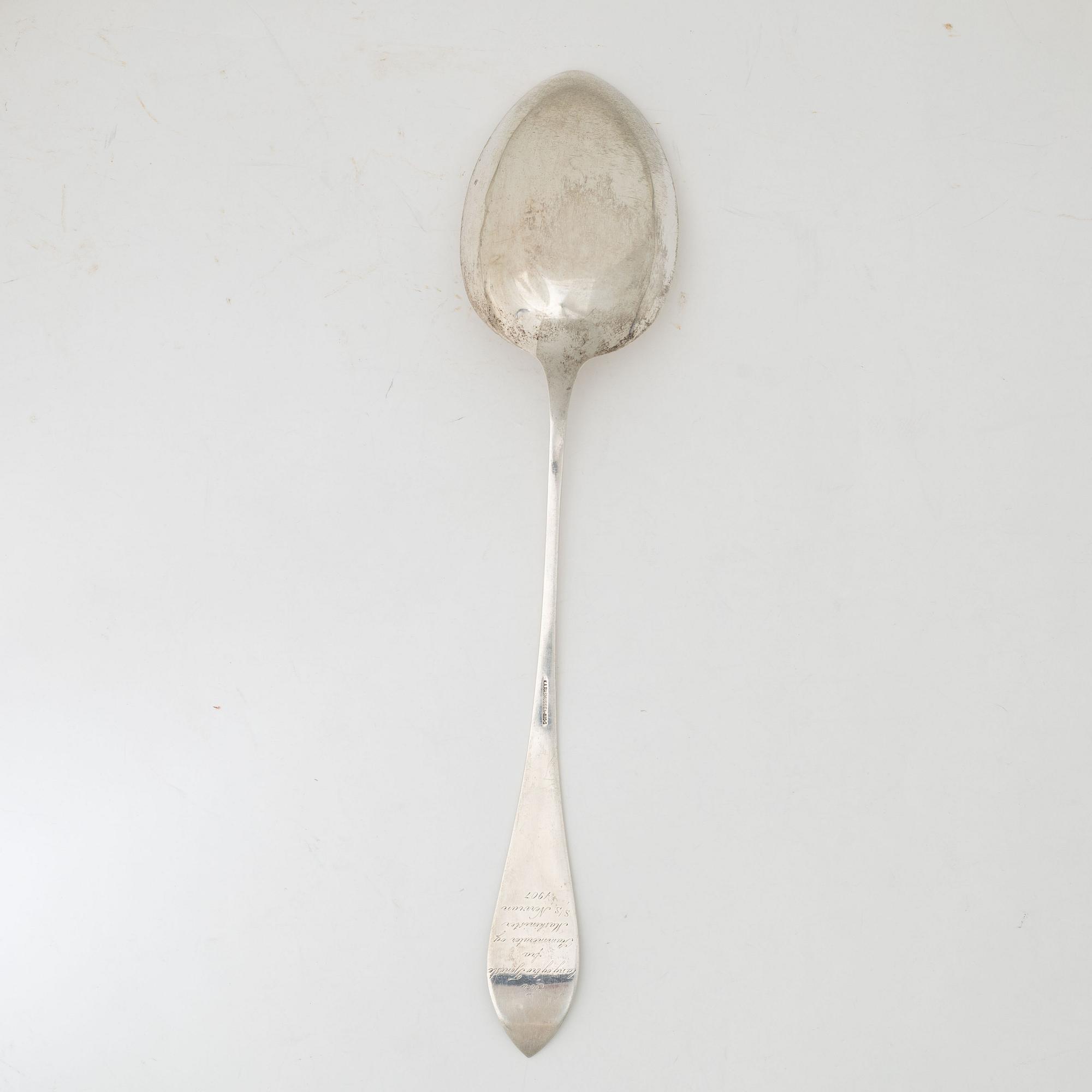 A silver serving spoon, K.A. Rasmussen, Norway, circa 1900.