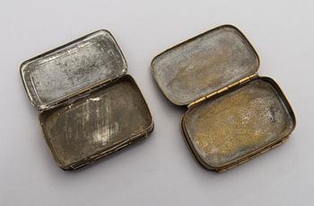 Ten 19th century snuff boxes, one from the 18th century. Sweden, Finland, Holland.