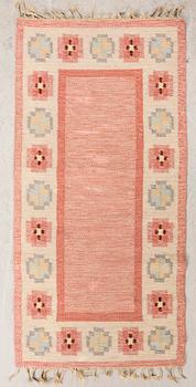 Ingegerd Silow, a signed flat weave carpet approx 163x84 cm.