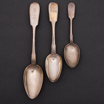 A set of 11 Russian silver spoons, 1874-1881.