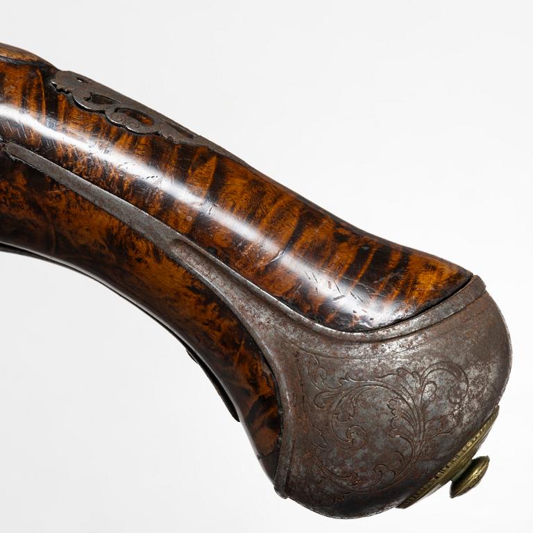 Flintlåspistol, s k Wender, signerad, 1700-talets mitt.