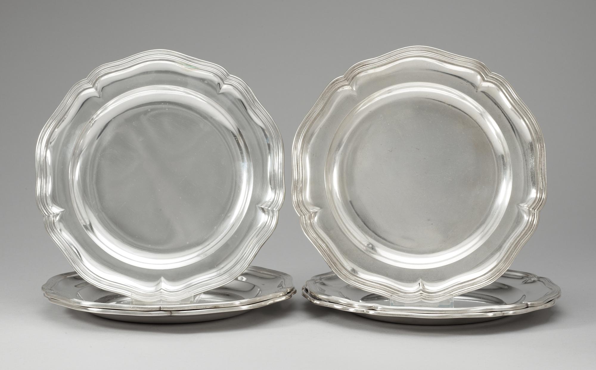 Six Danish silver plates 1912-15.