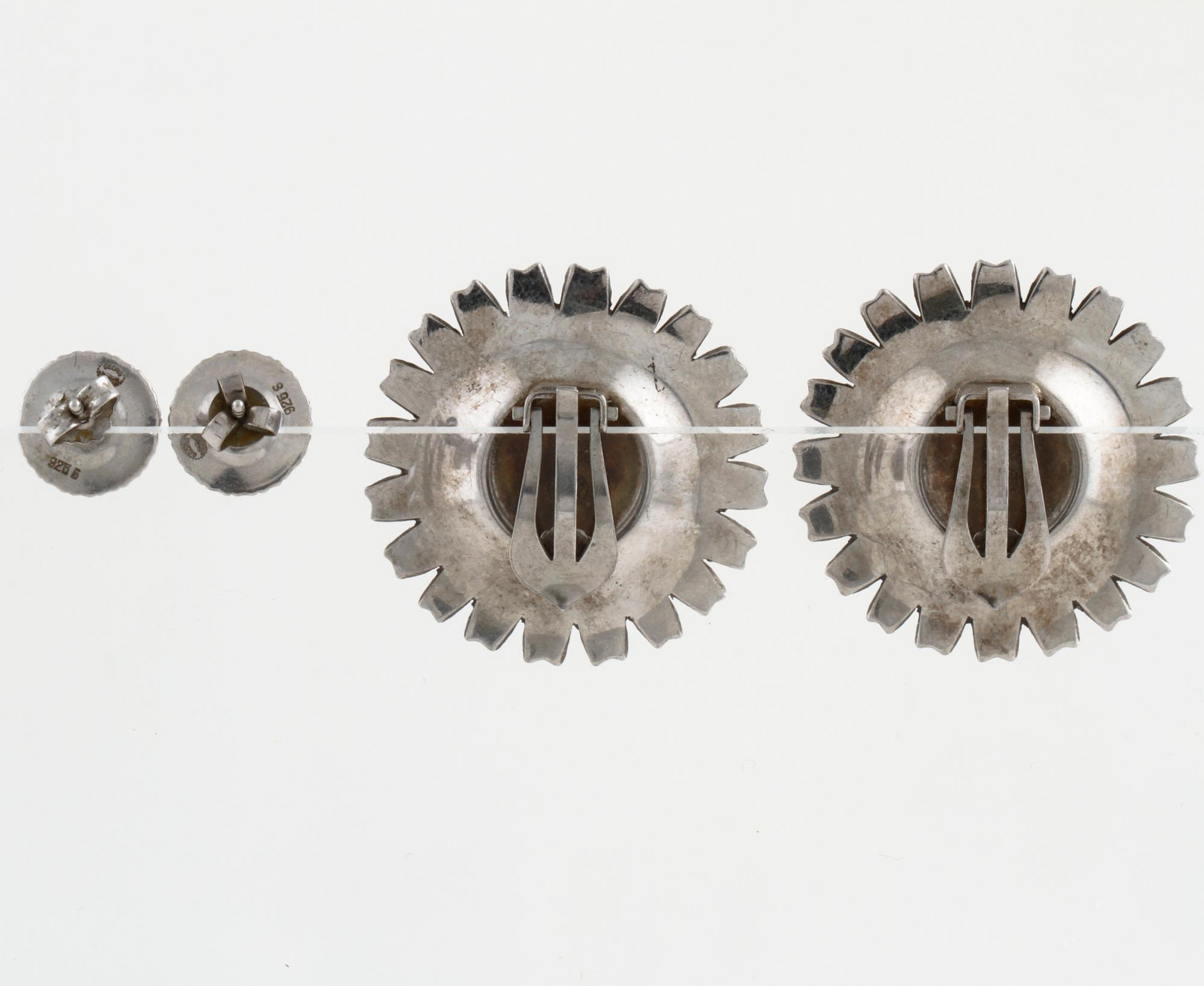 Two pair of "Daisy" earrings by Georg Jensen.