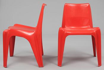 STOLAR, 4 st, "BA-1171, Bofinger Chair" Helmut Bätzner, Alfred Bätzner, Friedhelm Bös för Wilhelm Bofinger KG, Tyskland.