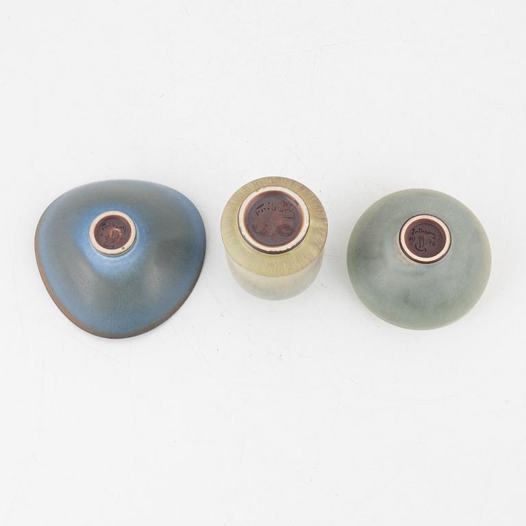 Berndt Friberg, a vase and two bowls, Gustavsbergs studio, 1965-76.