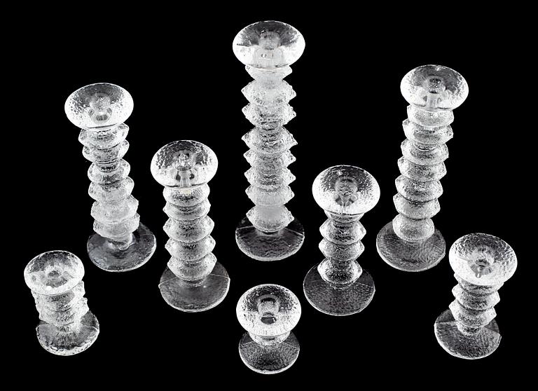 LJUSSTAKAR, 8 st, glas, "Festivo", Timo Sarpaneva, Iittala.