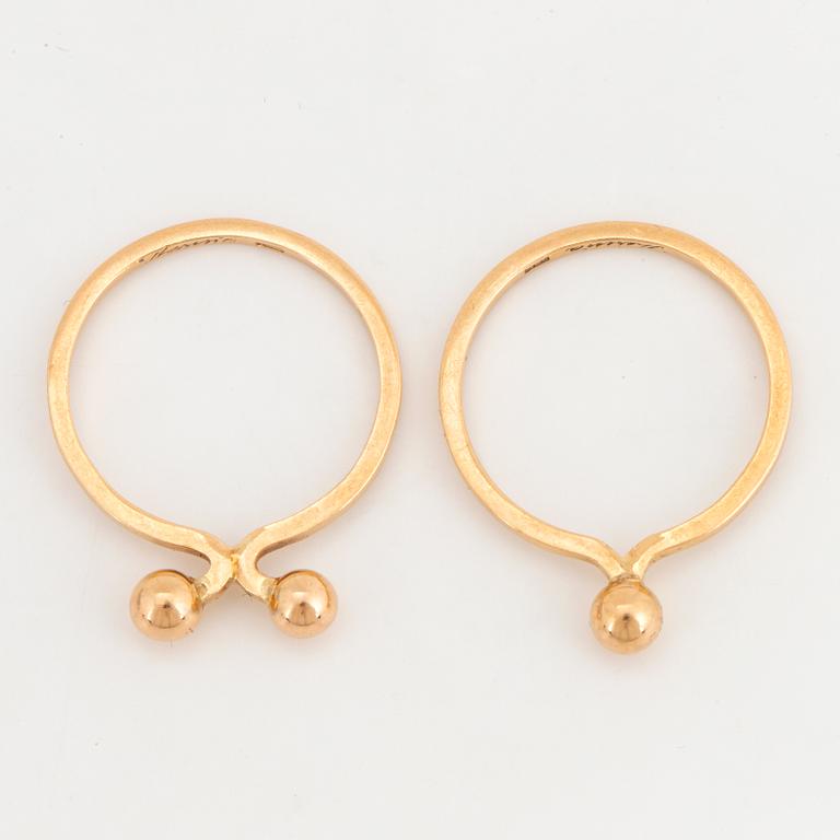 THERESIA HVORSLEV, two rings in 18K gold.