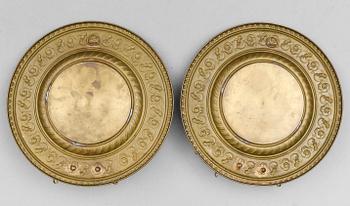 SPEGELLAMPETTER, 1 par, mässingsplåt, omkring år 1900.