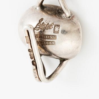 Jewellery set, earrings and bracelet, silver, Sigurd Persson for Stigbert, Engelbert. Stockholm 1954 and 1957.