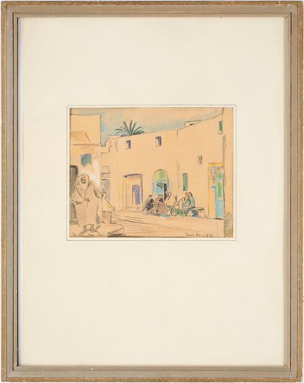EDVIN OLLERS, teckning, signerad och daterad Tunis 20.1.22.