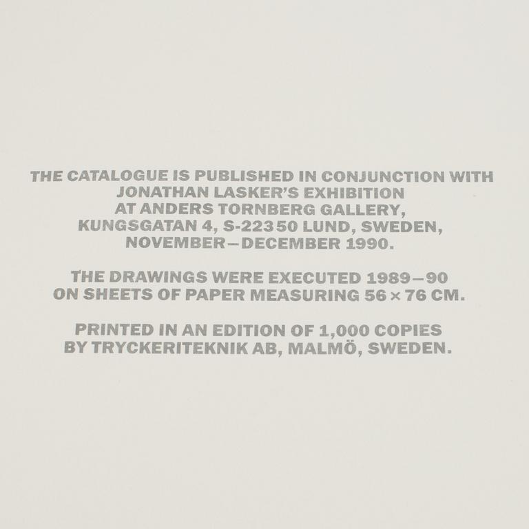 JONATHAN LASKER, signed book/catalog "16 Drawings", published by Anders Tornberg Gallery.