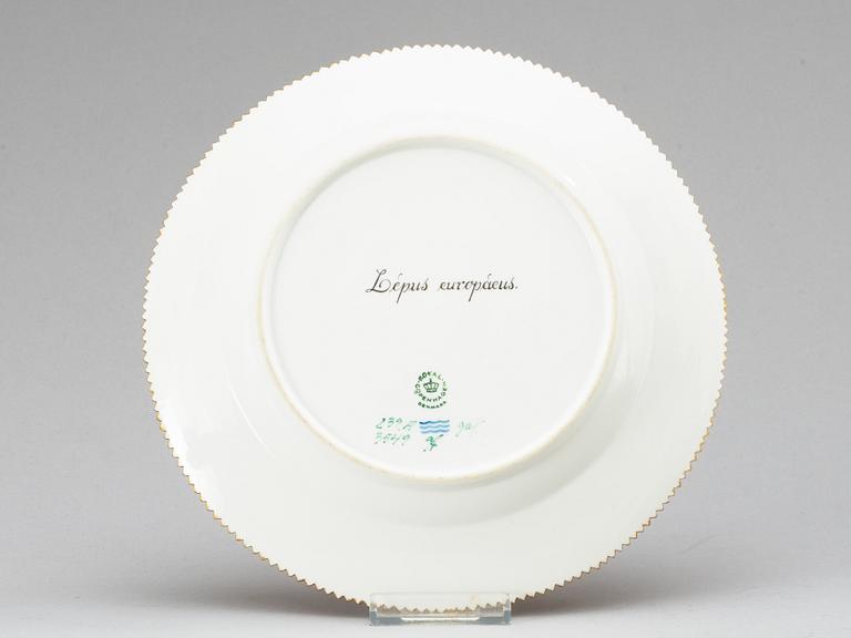 A set of six Royal Copenhagen 'Fauna Danica' dinner plates, 20th Century.