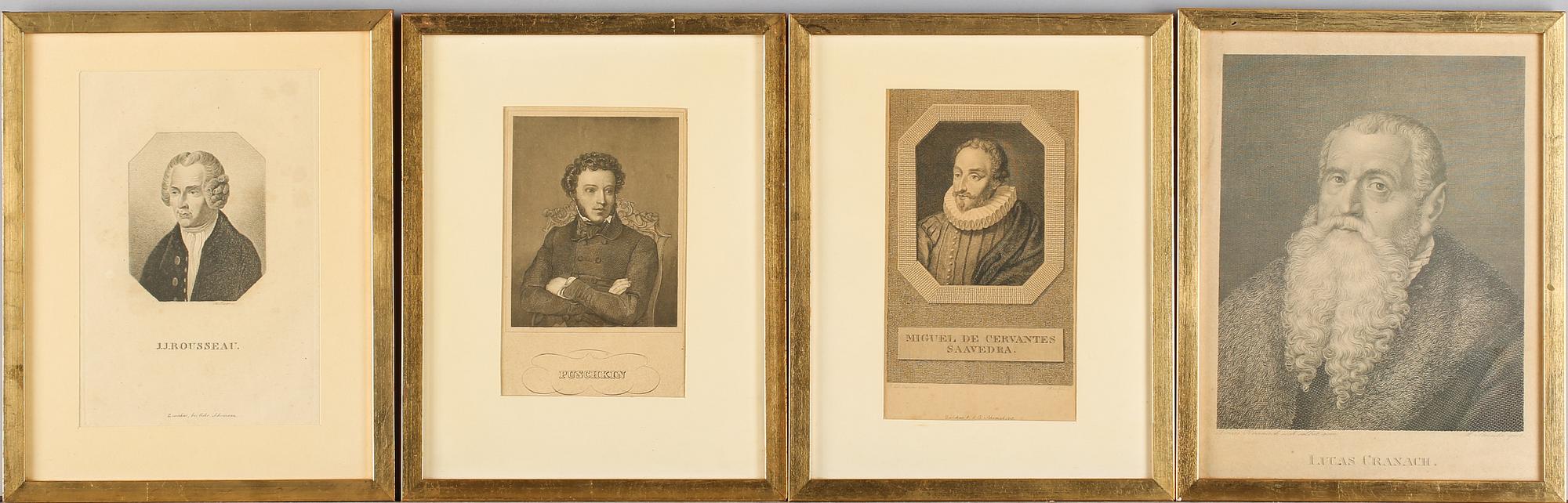 GRAVYRER, 14 st, bla Jacobus Houbracken, 1700 och 1800-tal.