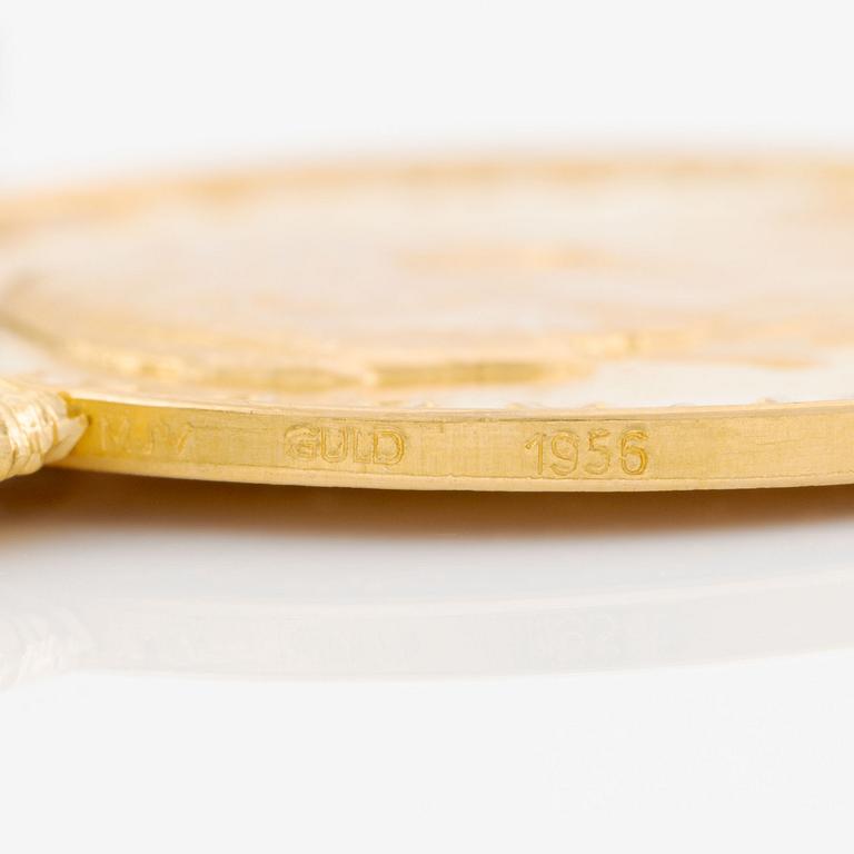 Medalj, guld, "För trohet och flit", Kongl. Sällskapet Pro Patria, Gustaf VI Adolf, 1956.