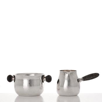Georg Jensen, a set of three pieces of sterling coffee service, Copenhagen 1925-44 (the sugar bowl 1925-33), design nr 80 A and B.