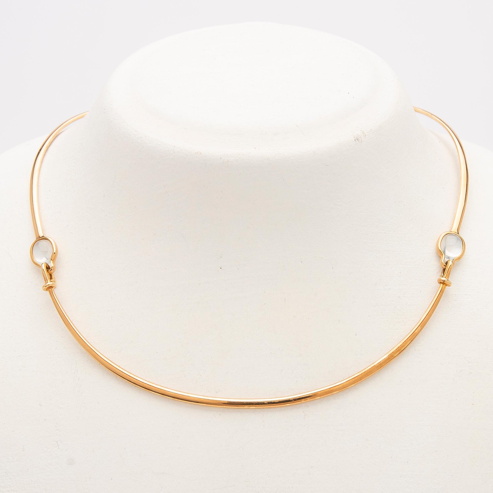 Vivianna Torun Bülow-Hübe, Necklace, 18K gold set with two moonstones, by Georg Jensen, Denmark.