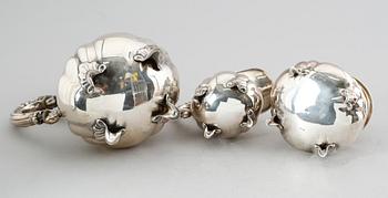 KAFFESERVIS, 3 delar, silver, Tyskland, svenska importstämplar. Vikt ca 1115 gram.