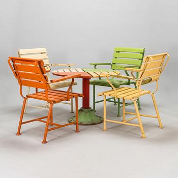 A 1950s 5-piece garden set for Aug. Louhen Rautasänkytehdas ja Valimo Oy.