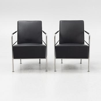 A pair of leather upholstered 'Cinema' Easy chairs by Gunilla Allard for Lammhults.