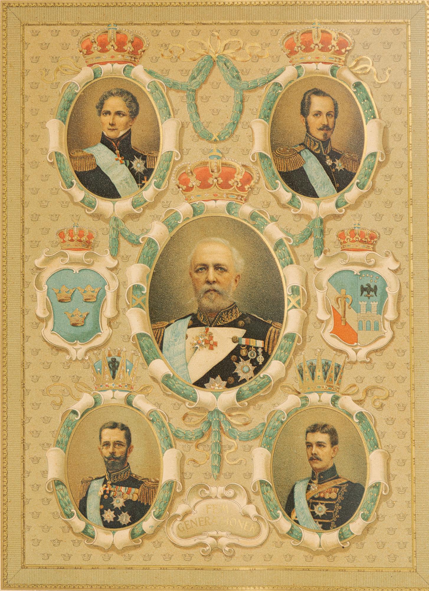 A pair of prints, Oscar II, circa 1900.