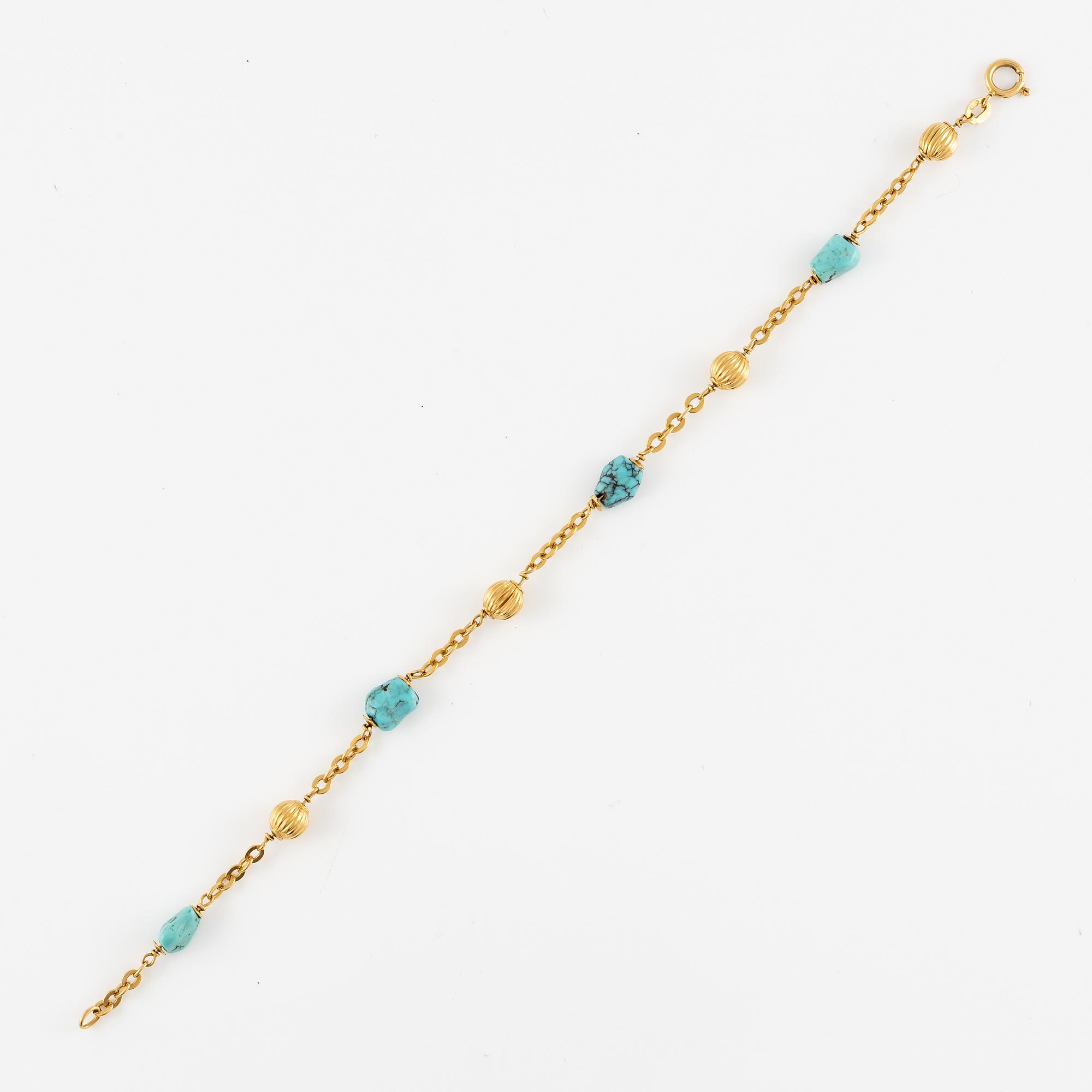 Bracelet, 18K gold with turquoises.