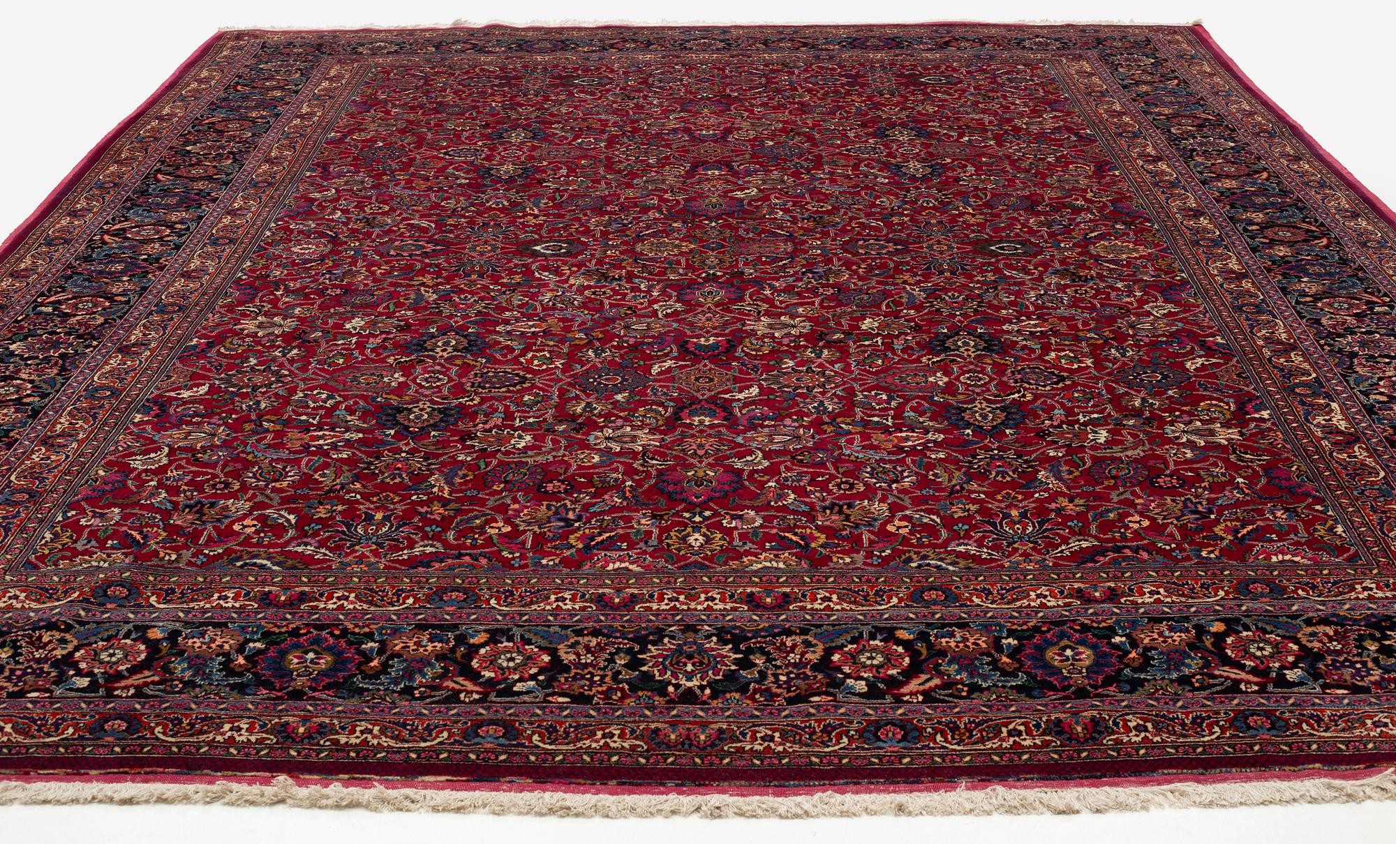 Matta, semiantik Meshed Saber, ca 475 x 349 cm (inklusive slätväv).