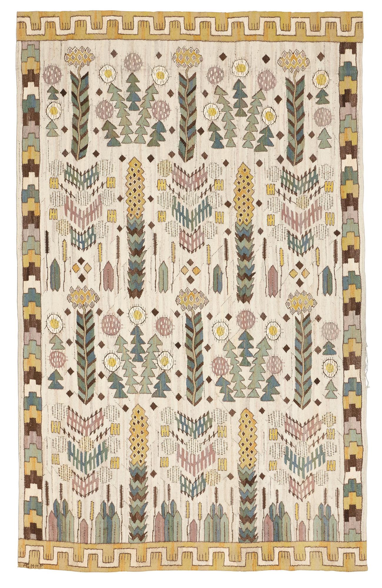 Märta Måås-Fjetterström, DRAPERI, "Taraxacum", gobelängteknik, ca 250 x 158 cm, signerat AB MMF.