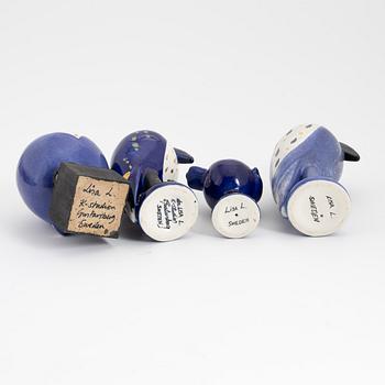 Lisa Larson, skulpturer, 4 st, stengods, K-Studion. Gustavsberg.