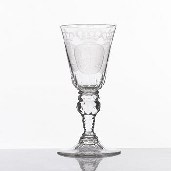 Pokal, glas. Troligen Kungsholmens glasbruk, 1700-tal.