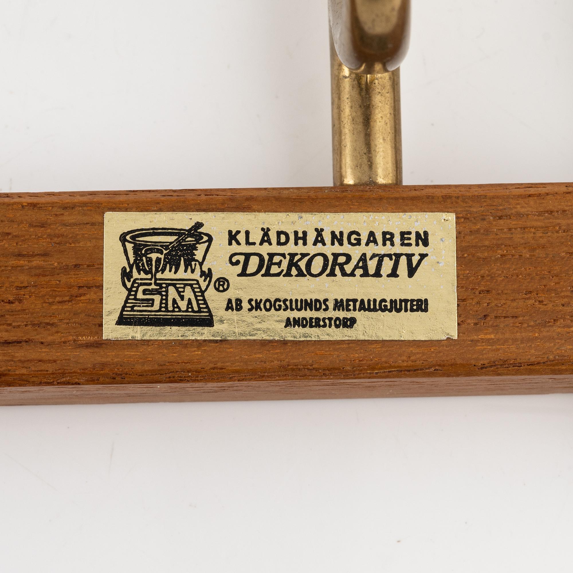 Klädhängare, "Dekorativ", Skogslunds Metallgjuteri, Anderstorp, 1950/60-tal.