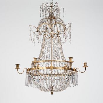 A late Gustavian early 19th Century seven-light chandelier.