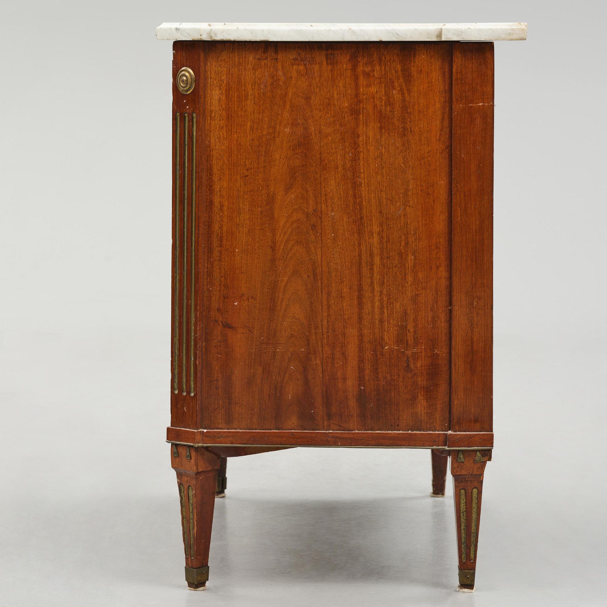 A late Gustavian mahogany commode, Stockholm, late 18th century.