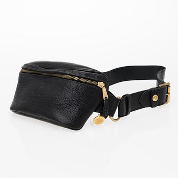 A Vintage Black Leather Waist Bag.