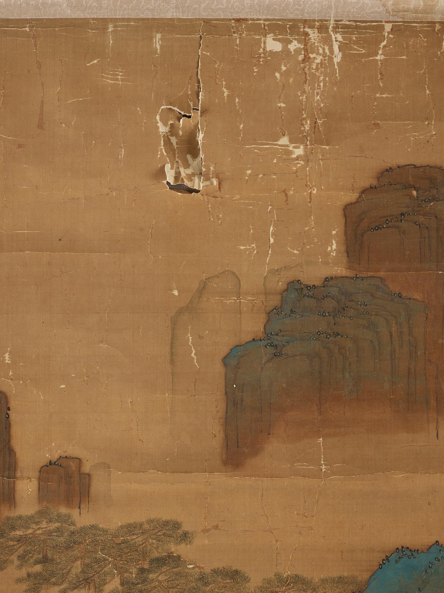 RULLMÅLNING, bergslandskap i Qiu Ying's stil (c.1494-1551).