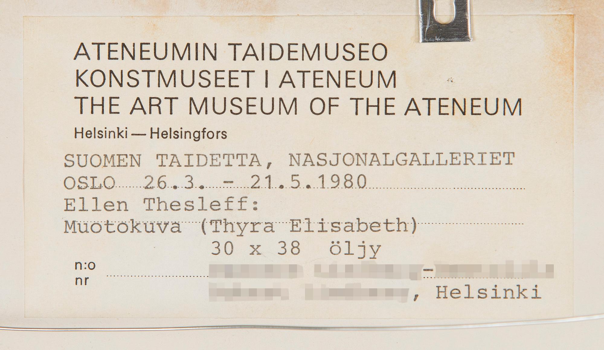 Ellen Thesleff, Muotokuva (Thyra Elisabeth).