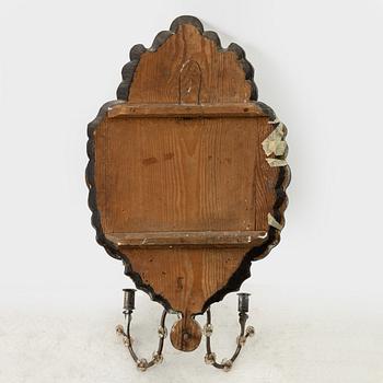 A mirror wall sconce for two candles, Bohemia, mid-18th century, Late Baroque.