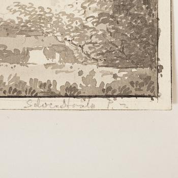 Gustaf Silfverstråhle, Landscape with log cabins/Landscape with ruins.