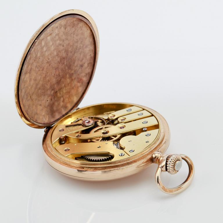 FICKUR, 14K guld, märkt JCM, J Cacame Robert, Schweiz, savonett, tidigt 1900-tal.