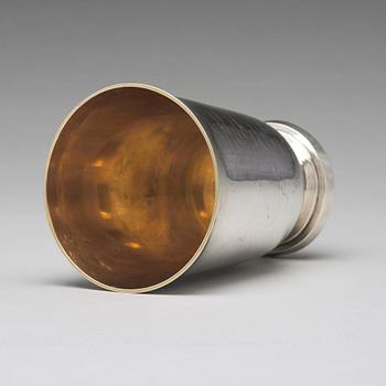 A Swedish 19th century parcel-gilt silver beaker, mark of Adolf Zethelius, Stockholm 1820.