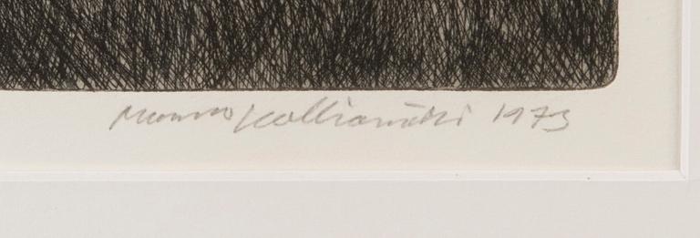 MANNO KALLIOMÄKI, etching, signed and dated 1973, numbered työvedos 5/5.