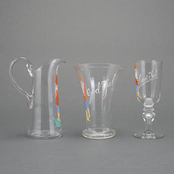 PARTI GLAS MED JULMOTIV, 3 delar, 1900-talets första hälft.