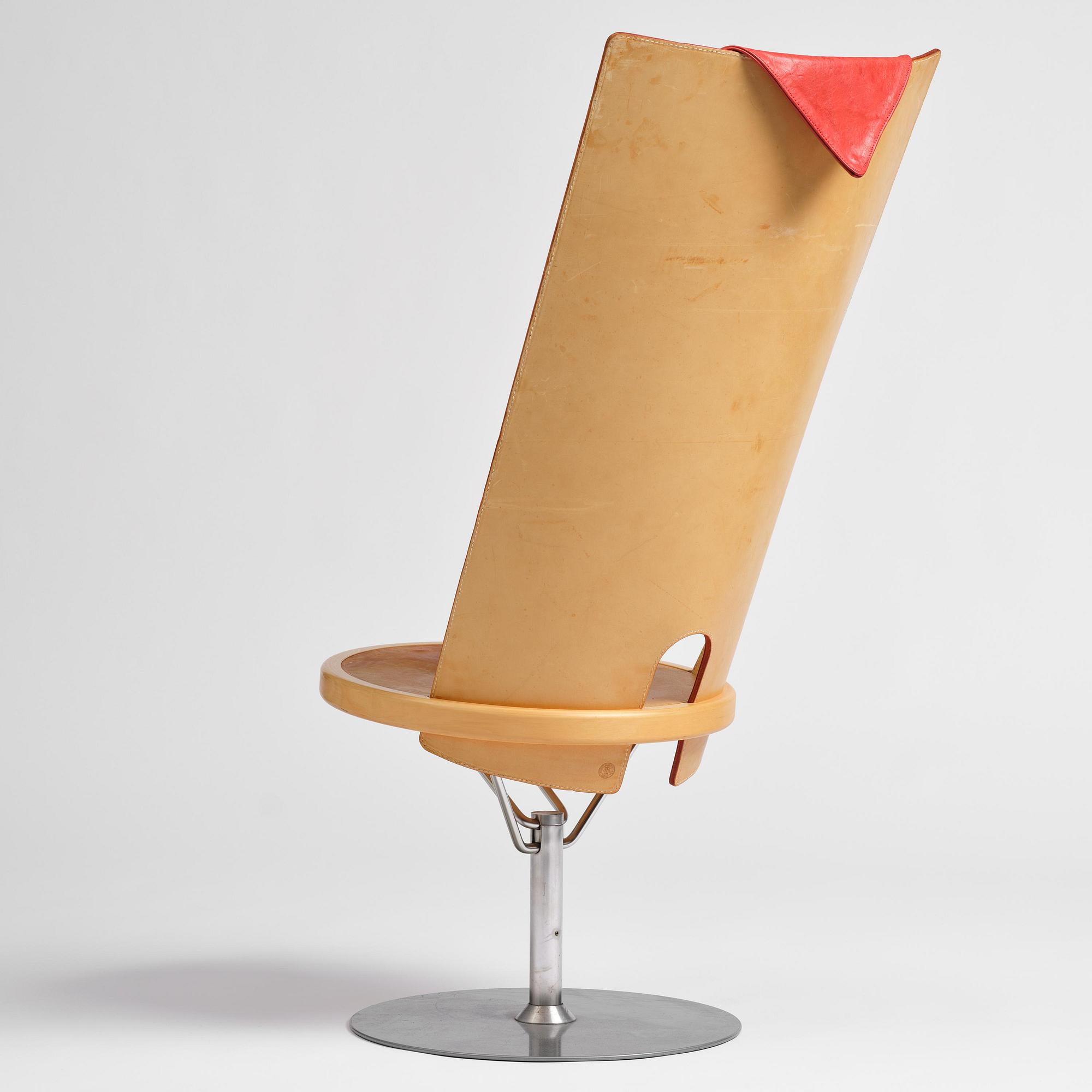 Börge Lindau, a prototype “Hövding” chair, from the Oblado series, Blå Station, Åhus, 1980s.