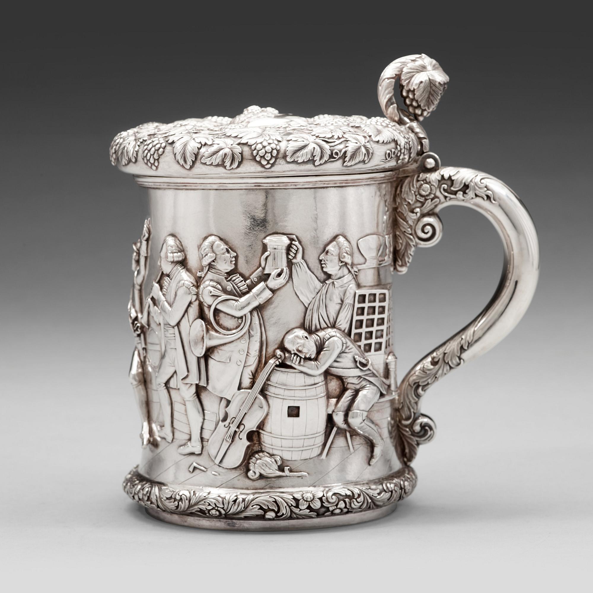 A Swedish 19th century parcel-gilt tankard, mark of Gustaf Folcker, Stockholm 1847.